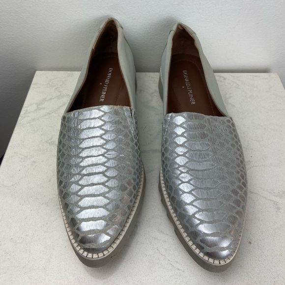 DONALD J. PLINER BALI MO Snakeskin Embossed Metallic Front Slip On Loafers - Picture 6 of 14